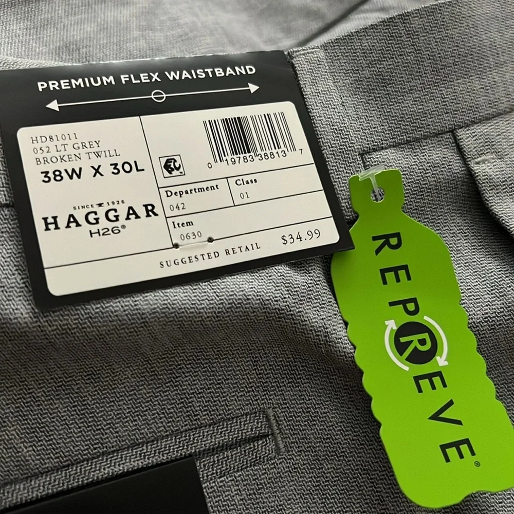 33. Haggar H26 Men's Premium Stretch Signature Slim Dress Pants - Light Gray